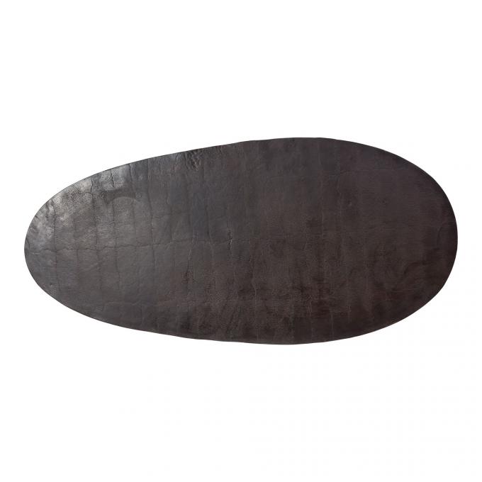 Modern Metal Top Glass Oval Coffee Table Nâu với chân thép không gỉ 3