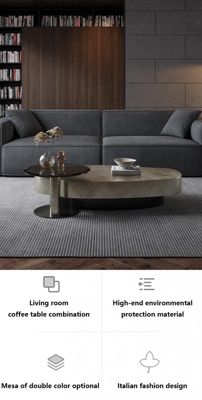 OEM Thép không gỉ Bàn cà phê tròn đương đại với cơ sở kim loại 0