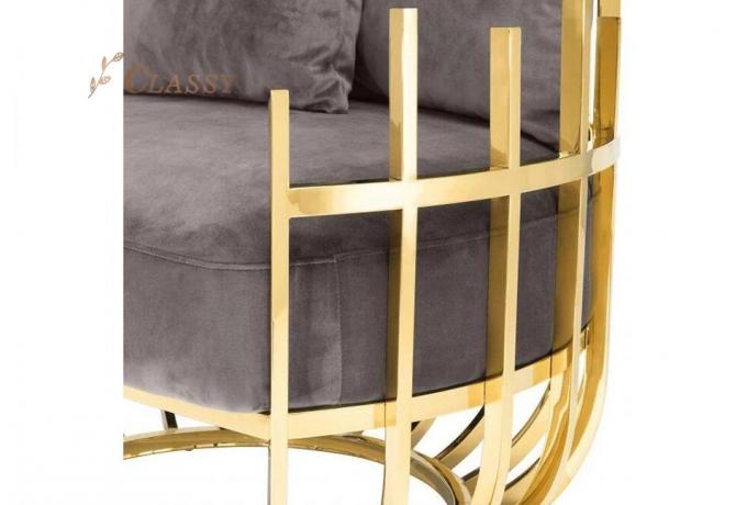 Eichholtz Santorini Velvet ghế sofa đơn ghế với khung thép không gỉ và chân 5