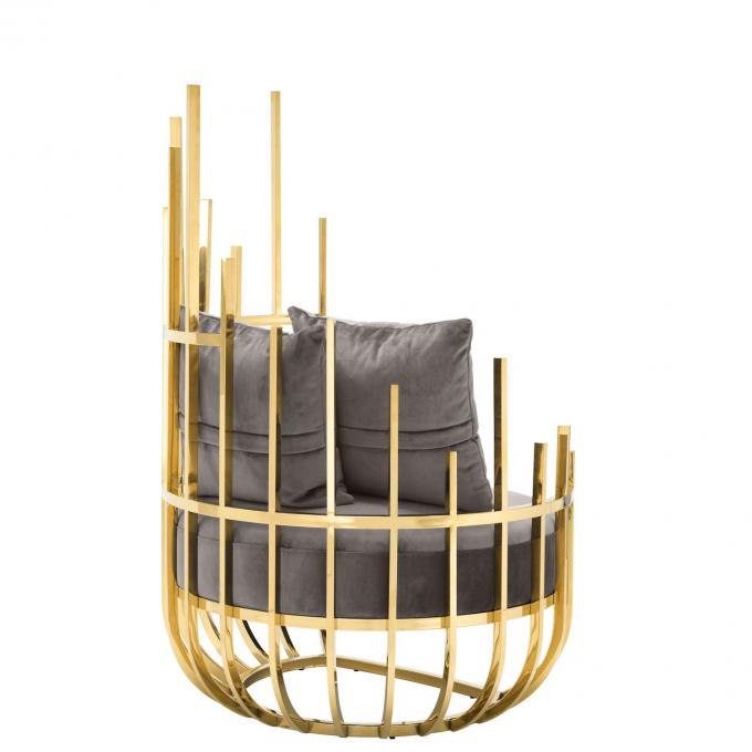 Eichholtz Santorini Velvet ghế sofa đơn ghế với khung thép không gỉ và chân 3
