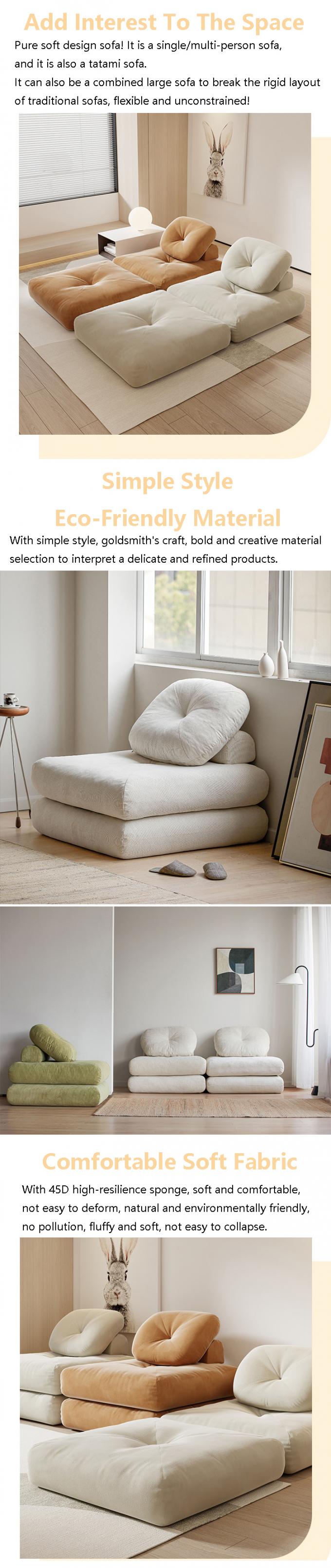 Nằm Convertible phần ghế sofa giường ghế sofa Tatami với vải nhung 1