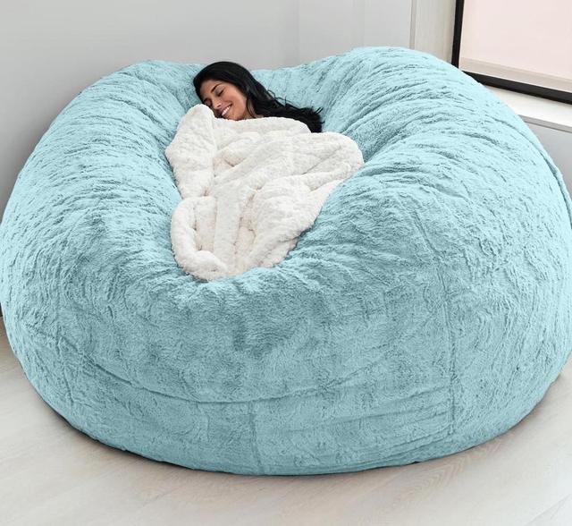 Ngoài trời 7ft Giant Bean Bag Lounge Chair Soft False Fur Fabric EPS Fill 12