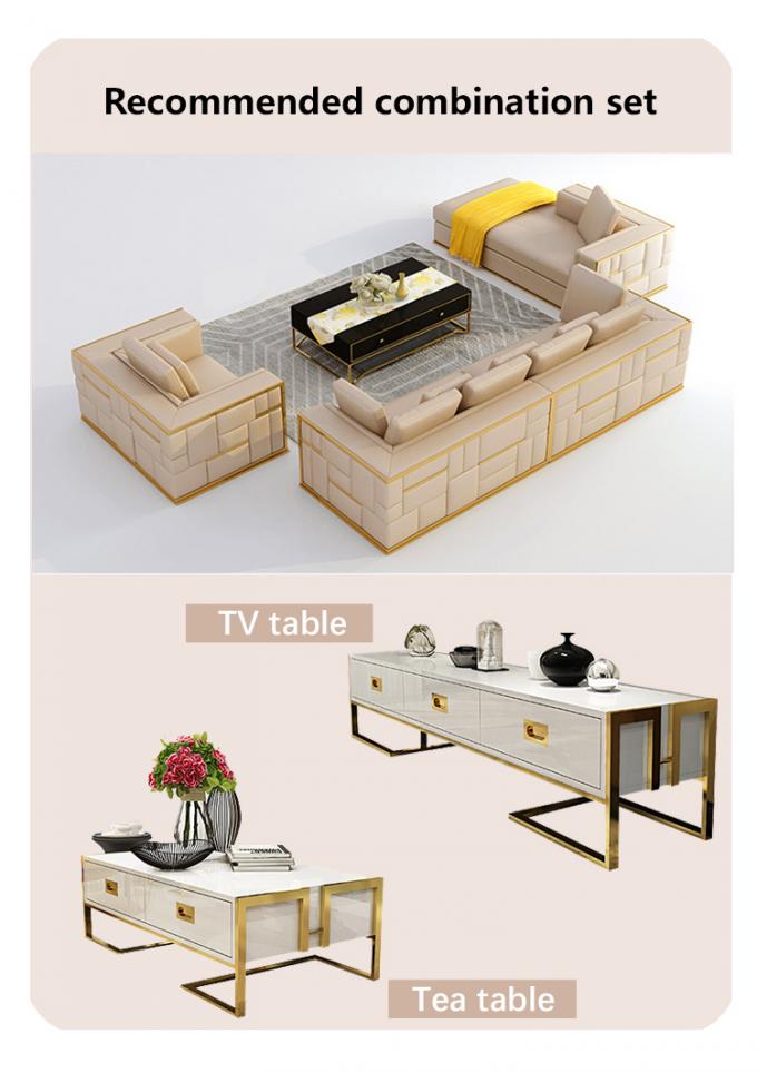 Teak Solid Wooden 7 chỗ ngồi ghế sofa Set Modular Lounge với lớp lót da 9