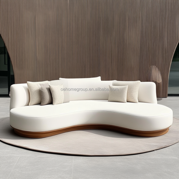 Bộ trang trí vải mô-đun curved Boucle sofa ấm cúng góc sàn bộ sofa đồ nội thất phòng khách hiện đại 2