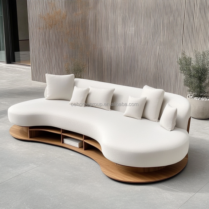 Bộ trang trí vải mô-đun curved Boucle sofa ấm cúng góc sàn bộ sofa đồ nội thất phòng khách hiện đại 3