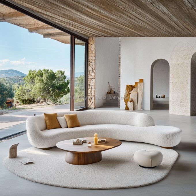 Không có thiết kế hiện đại được thổi phồng bộ ghế sofa với phong cách góc và vải nhung mô-đun cong 1