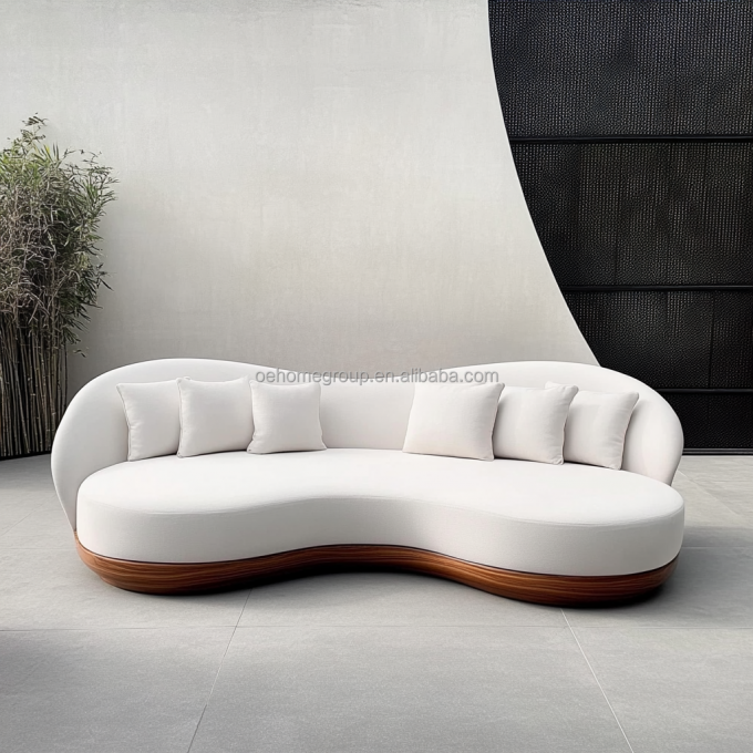 Không có thiết kế hiện đại được thổi phồng bộ ghế sofa với phong cách góc và vải nhung mô-đun cong 2