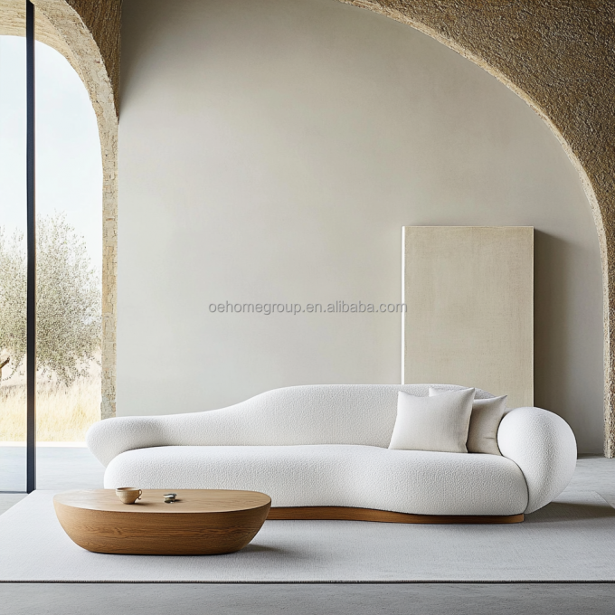 Không có thiết kế hiện đại được thổi phồng bộ ghế sofa với phong cách góc và vải nhung mô-đun cong 6