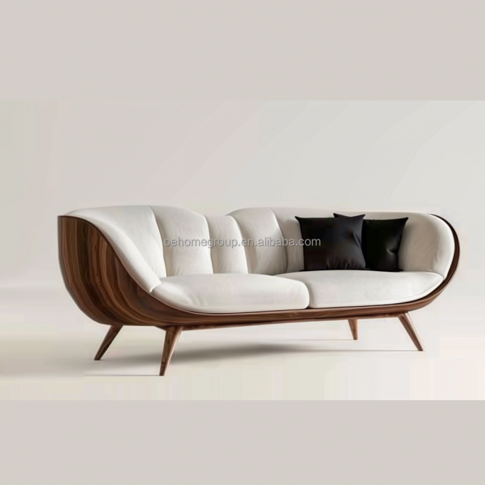 Ghế sofa góc màu trắng hiện đại với chân gỗ tự nhiên, sự bổ sung hoàn hảo cho nội thất phòng khách gia đình 6