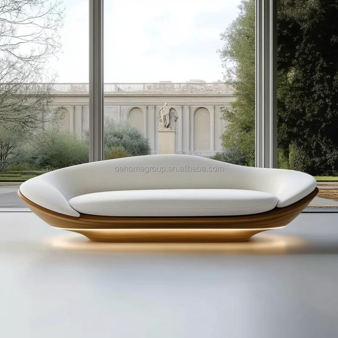 Thiết kế hiện đại Đế gỗ óc chó 2 ghế ngả Lưng cong sang trọng Ghế sofa mô-đun cho Nội thất phòng ngủ khách sạn và Thiết kế nội thất 2