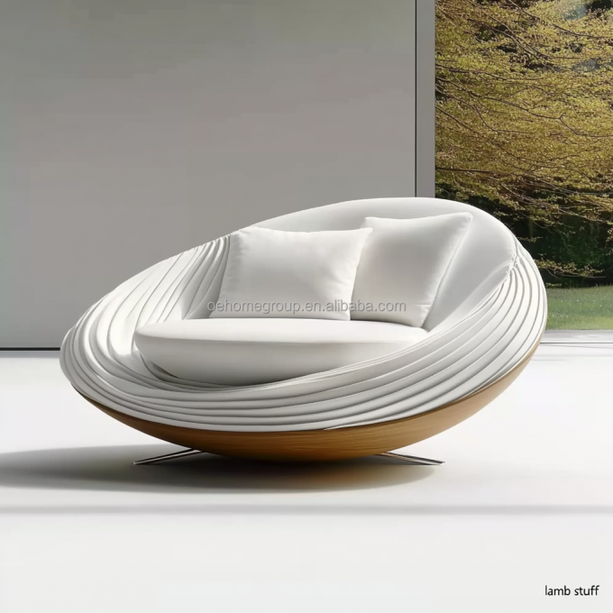Thiết kế hiện đại Đế gỗ óc chó 2 ghế ngả Lưng cong sang trọng Ghế sofa mô-đun cho Nội thất phòng ngủ khách sạn và Thiết kế nội thất 4