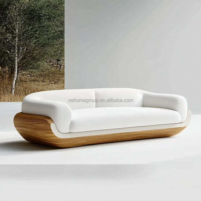 Thiết kế hiện đại Đế gỗ óc chó 2 ghế ngả Lưng cong sang trọng Ghế sofa mô-đun cho Nội thất phòng ngủ khách sạn và Thiết kế nội thất 3