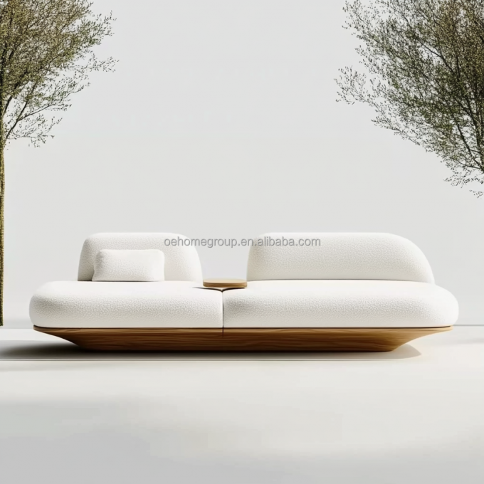 Thiết kế hiện đại Đế gỗ óc chó 2 ghế ngả Lưng cong sang trọng Ghế sofa mô-đun cho Nội thất phòng ngủ khách sạn và Thiết kế nội thất 5