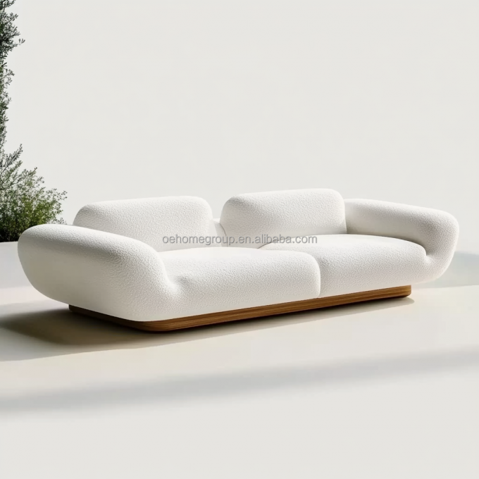 Thiết kế hiện đại Đế gỗ óc chó 2 ghế ngả Lưng cong sang trọng Ghế sofa mô-đun cho Nội thất phòng ngủ khách sạn và Thiết kế nội thất 6