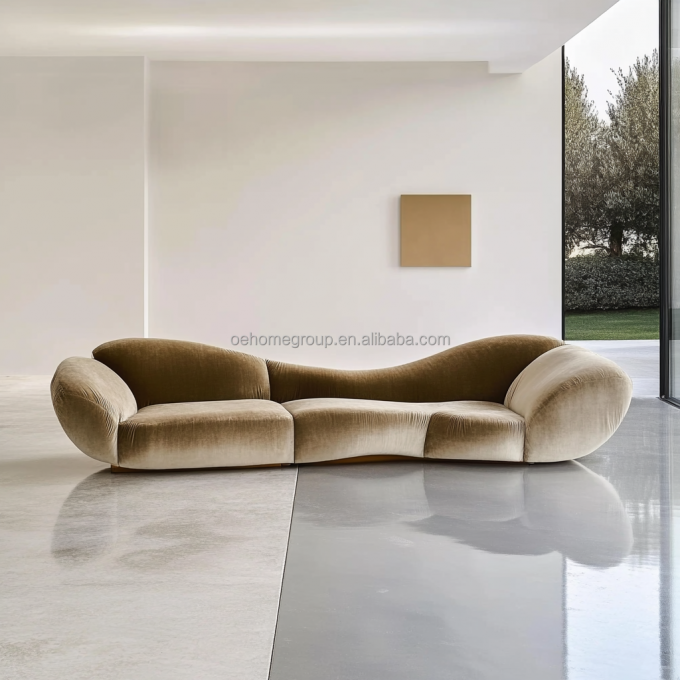 Ghế sofa góc kiểu nhung thiết kế hiện đại phòng khách hình chữ U kết hợp mô-đun sang trọng khách sạn 1