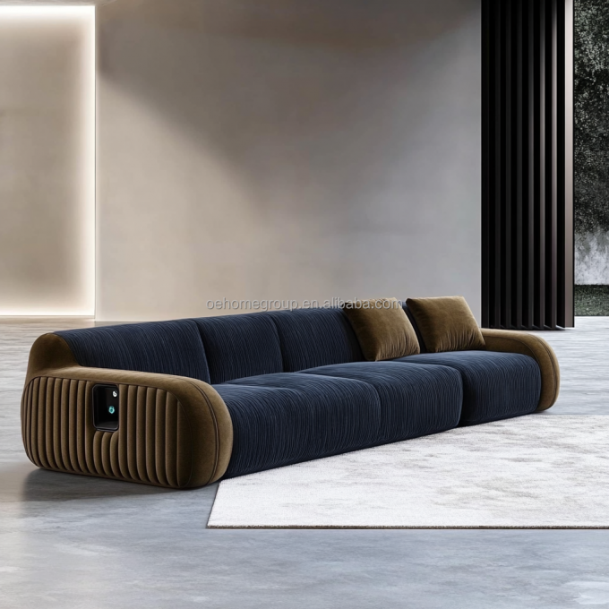 Ghế sofa góc kiểu nhung thiết kế hiện đại phòng khách hình chữ U kết hợp mô-đun sang trọng khách sạn 2
