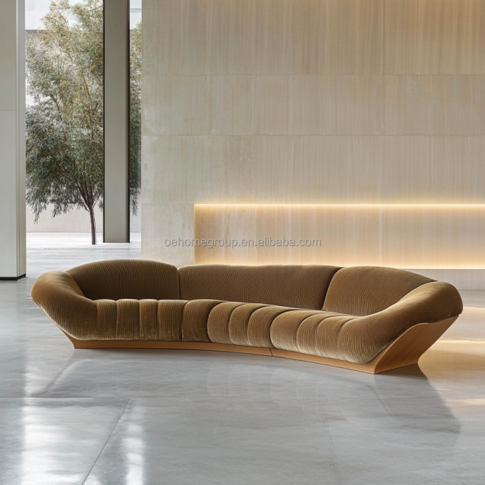 Ghế sofa góc kiểu nhung thiết kế hiện đại phòng khách hình chữ U kết hợp mô-đun sang trọng khách sạn 3