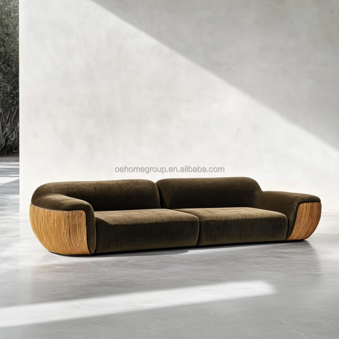 Ghế sofa góc kiểu nhung thiết kế hiện đại phòng khách hình chữ U kết hợp mô-đun sang trọng khách sạn 4