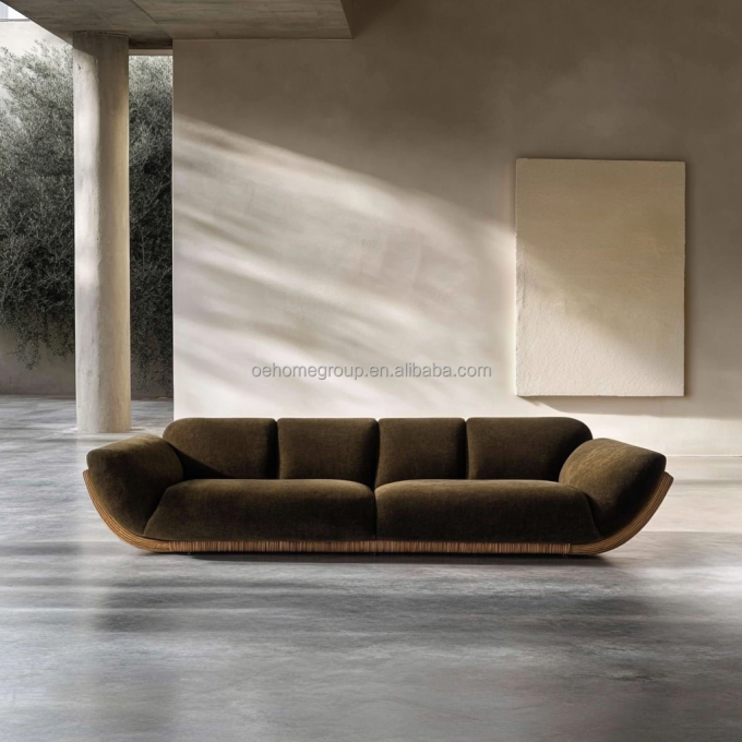 Ghế sofa góc kiểu nhung thiết kế hiện đại phòng khách hình chữ U kết hợp mô-đun sang trọng khách sạn 5