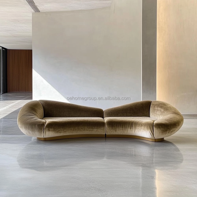 Ghế sofa góc kiểu nhung thiết kế hiện đại phòng khách hình chữ U kết hợp mô-đun sang trọng khách sạn 6
