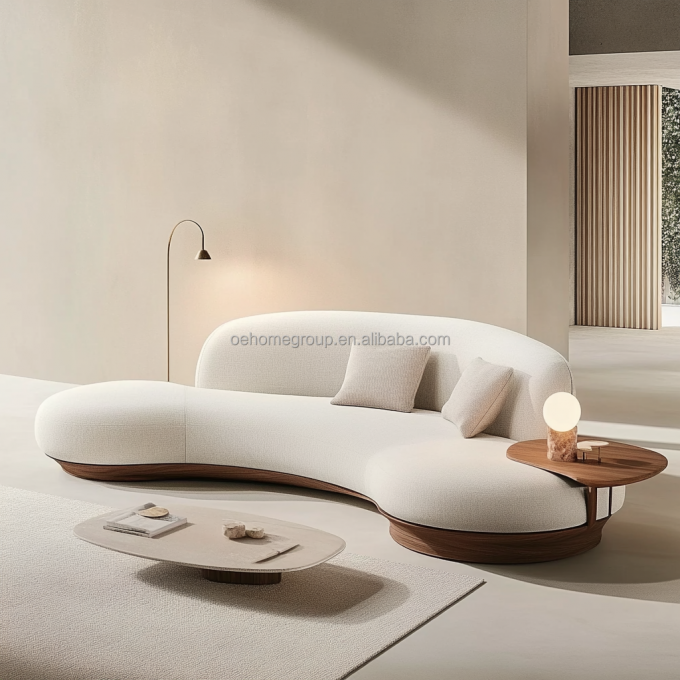 Bộ ghế sofa phong cách Nhật Bản màu óc chó với chân gỗ và vải công nghệ không giặt 5