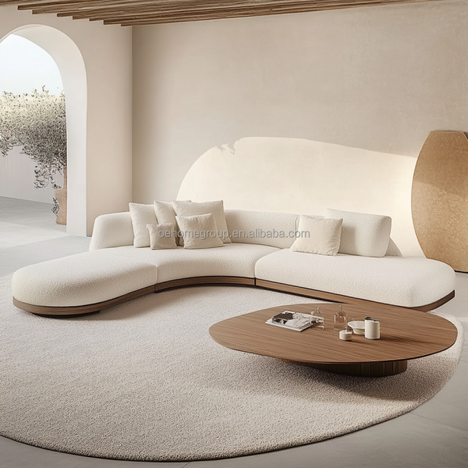 2 ghế sofa màu óc chó nằm ngửa theo phong cách Wabi-sabi của Nhật Bản cho thiết kế phòng khách hiện đại và bộ đồ nội thất gia đình 2