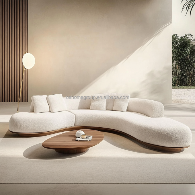 2 ghế sofa màu óc chó nằm ngửa theo phong cách Wabi-sabi của Nhật Bản cho thiết kế phòng khách hiện đại và bộ đồ nội thất gia đình 3