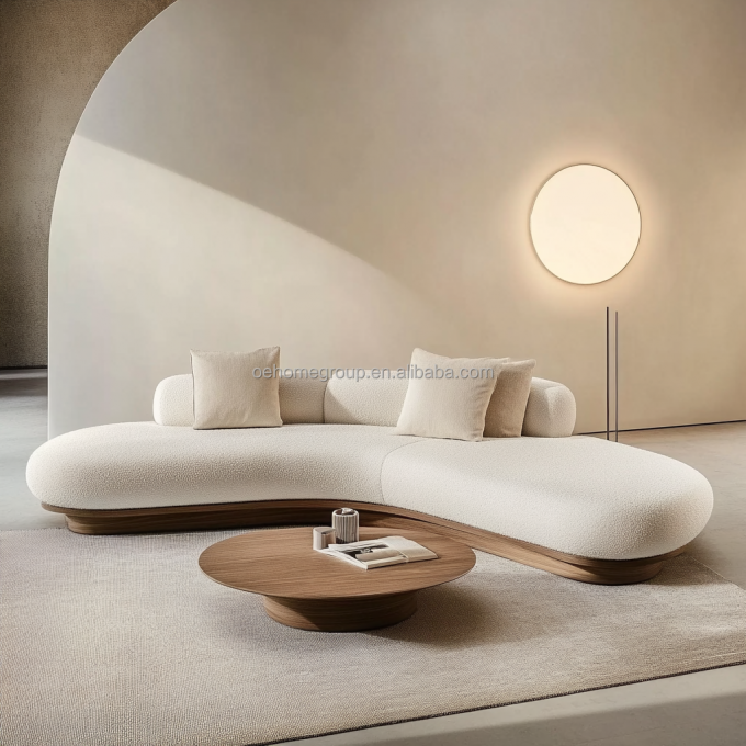 2 ghế sofa màu óc chó nằm ngửa theo phong cách Wabi-sabi của Nhật Bản cho thiết kế phòng khách hiện đại và bộ đồ nội thất gia đình 4