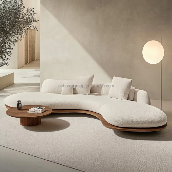 2 ghế sofa màu óc chó nằm ngửa theo phong cách Wabi-sabi của Nhật Bản cho thiết kế phòng khách hiện đại và bộ đồ nội thất gia đình 6