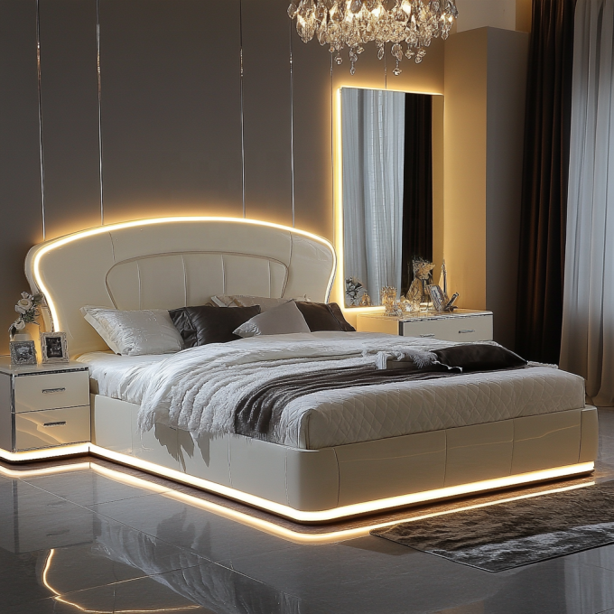 Thiết kế hiện đại có thể điều chỉnh giường gỗ kích thước hoàng hậu cho phòng ngủ hoàng gia sang trọng của Ý 3