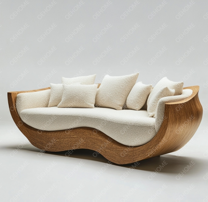 Đồ nội thất vườn cong phòng khách ghế sofa gỗ với thiết kế hiện đại và tùy chỉnh tùy chọn 2