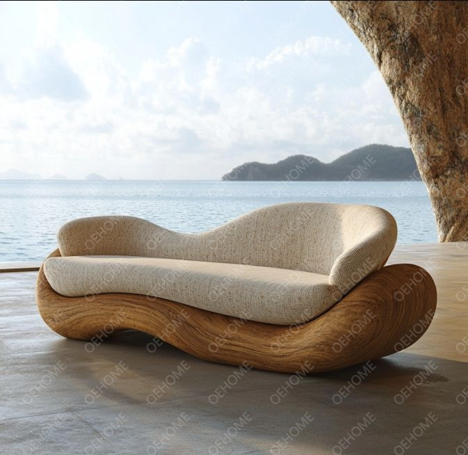 Đồ nội thất vườn cong phòng khách ghế sofa gỗ với thiết kế hiện đại và tùy chỉnh tùy chọn 4