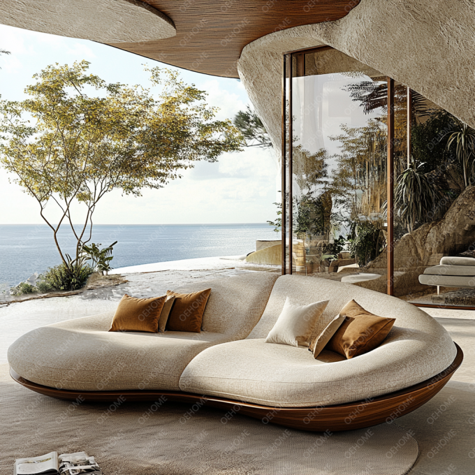Đồ nội thất vườn cong phòng khách ghế sofa gỗ với thiết kế hiện đại và tùy chỉnh tùy chọn 6