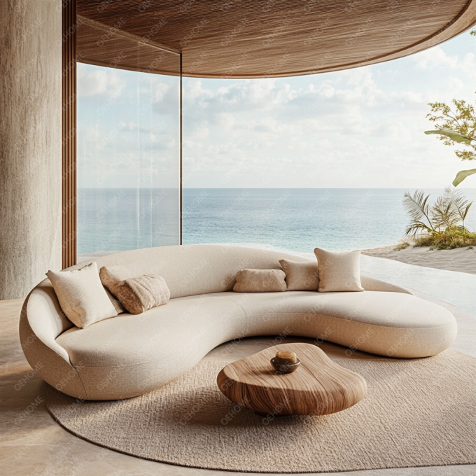 Đồ nội thất vườn cong phòng khách ghế sofa gỗ với thiết kế hiện đại và tùy chỉnh tùy chọn 7