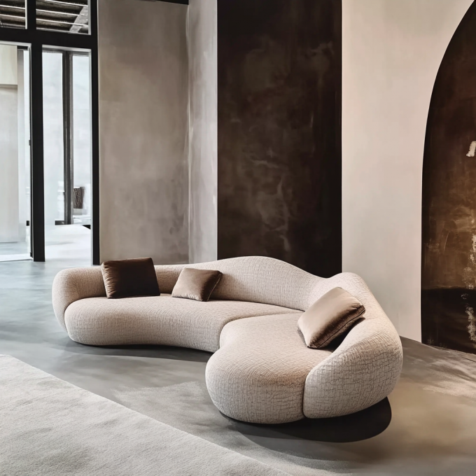 Modern Minimalist Luxury Wood Sofa Set Half Circle Designer Quanh cong ghế sofa cho phòng ăn 3