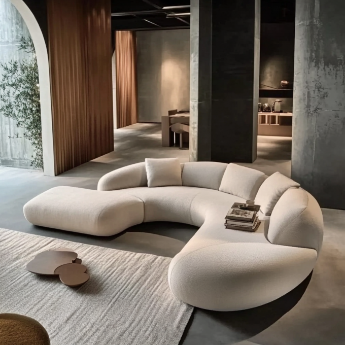 Modern Minimalist Luxury Wood Sofa Set Half Circle Designer Quanh cong ghế sofa cho phòng ăn 5