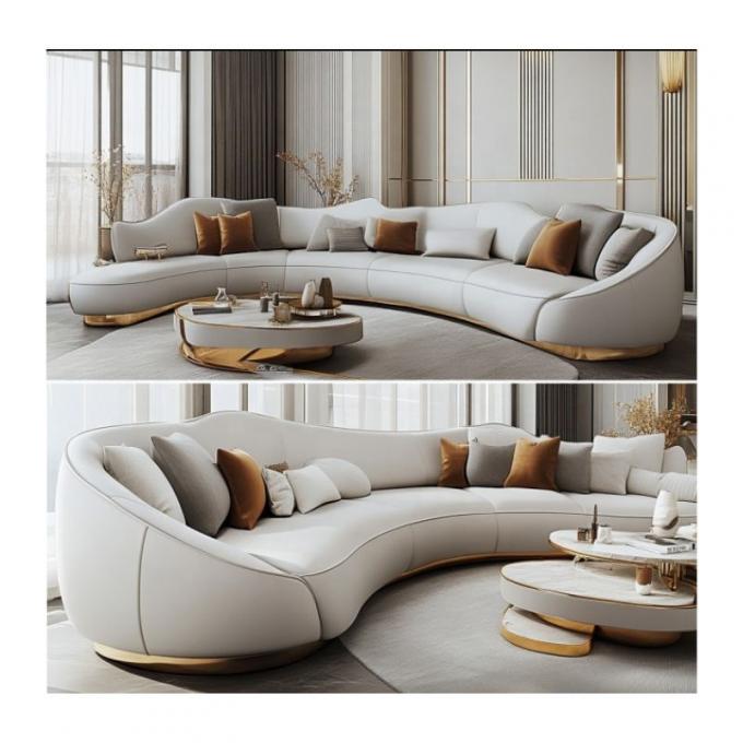 Bộ ghế sofa khách sạn bằng nhung và da thật cho sảnh khách sạn đa năng, phòng khách hoặc nội thất căn hộ 1
