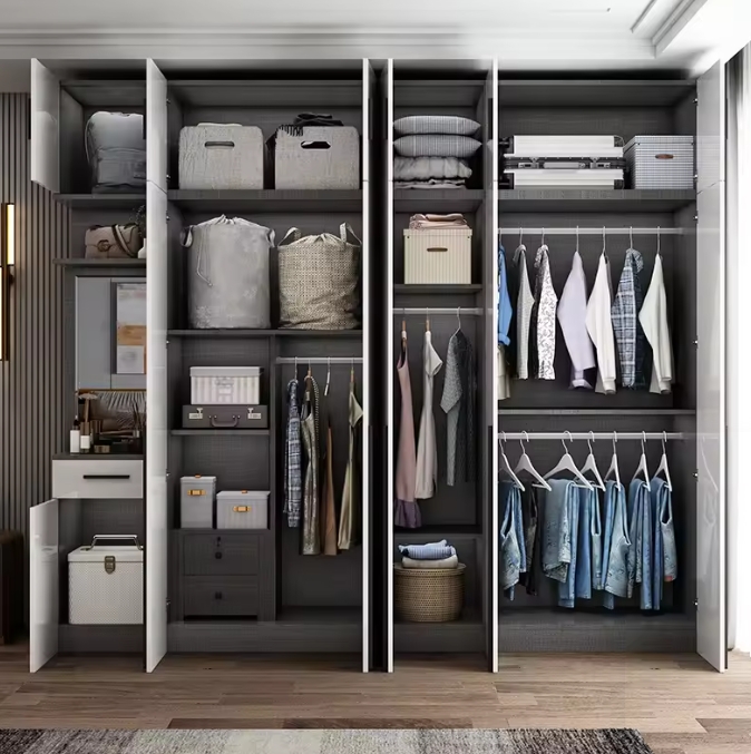 Tùy chỉnh 2 cửa hiện đại MDF Quần áo gỗ Tủ quần áo cho phòng ngủ 2