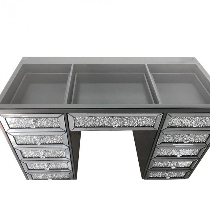 Modern Design Oak Makeup Table With Lighted Mirrored Dresser Vanity Desk And Storage (Máy trang điểm gỗ sồi hiện đại với đèn gương) 4
