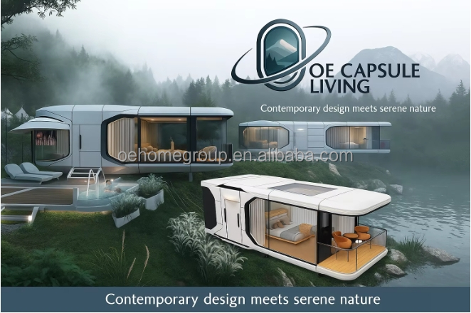 Nhà Prefab Khách sạn sang trọng biệt thự mô-đun 2 phòng ngủ Nhà Prefab Xây dựng trước Không gian khoang Cabin Prefab 3