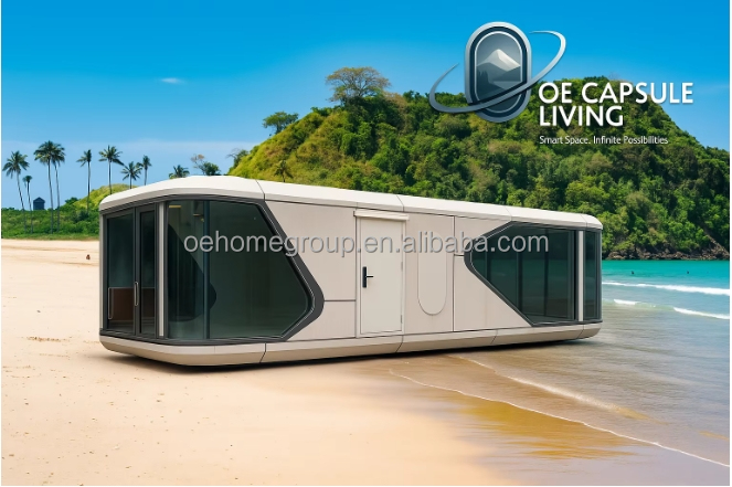 Nhà Prefab Khách sạn sang trọng biệt thự mô-đun 2 phòng ngủ Nhà Prefab Xây dựng trước Không gian khoang Cabin Prefab 5