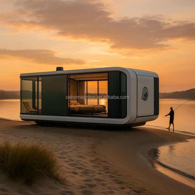 Nhà Prefab Khách sạn sang trọng biệt thự mô-đun 2 phòng ngủ Nhà Prefab Xây dựng trước Không gian khoang Cabin Prefab 7