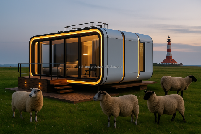Luxury 20ft Modern Shipping Container House Căn hộ nhỏ Cấu trúc thép Prefab cho khách sạn Villas Không gian căn hộ 6