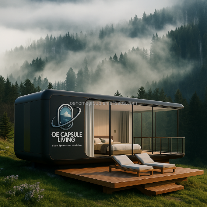 Nhà mô-đun lắp ghép sẵn sang trọng Khu nghỉ dưỡng Khách sạn Chống gió Apple Cabin Capsule House 4