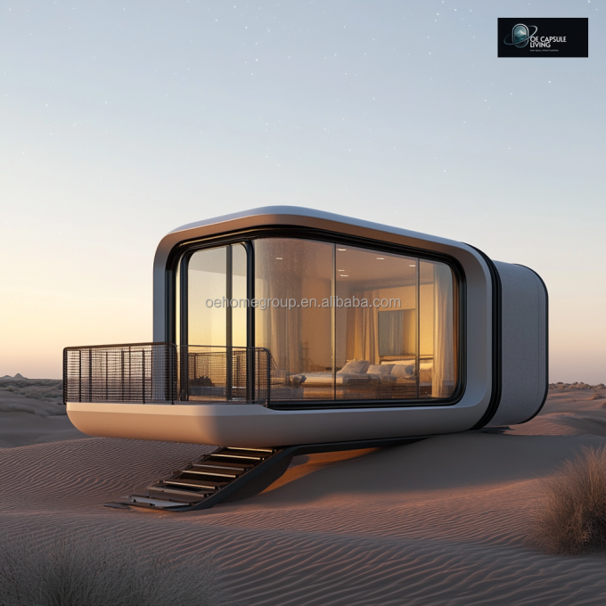 Nhà mô-đun lắp ghép sẵn sang trọng Khu nghỉ dưỡng Khách sạn Chống gió Apple Cabin Capsule House 6