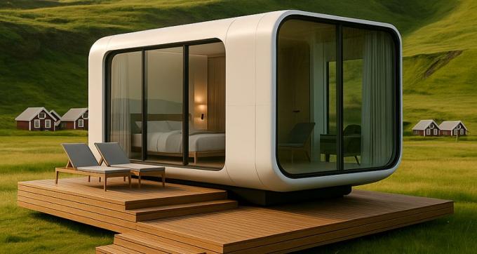 Phòng ngủ sang trọng Phòng khách hiện đại Prefab thông minh Không gian nhỏ Capsule di động Khối chứa mô-đun Capsule House Hotel 11