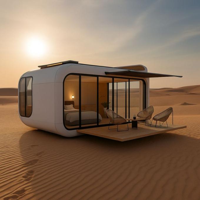 Phòng ngủ sang trọng Phòng khách hiện đại Prefab thông minh Không gian nhỏ Capsule di động Khối chứa mô-đun Capsule House Hotel 16