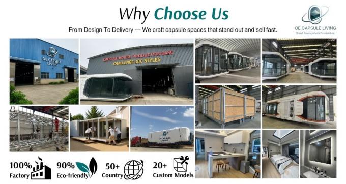 Phòng ngủ sang trọng Phòng khách hiện đại Prefab thông minh Không gian nhỏ Capsule di động Khối chứa mô-đun Capsule House Hotel 20