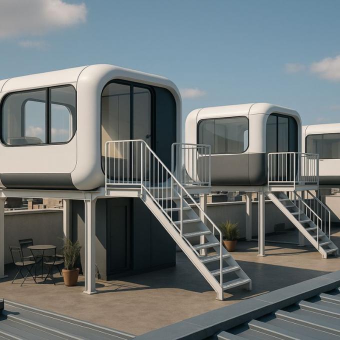 Phòng ngủ sang trọng Phòng khách hiện đại Prefab thông minh Không gian nhỏ Capsule di động Khối chứa mô-đun Capsule House Hotel 17