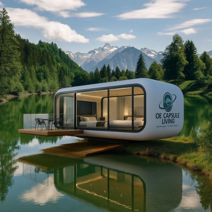 Phòng ngủ sang trọng Phòng khách hiện đại Prefab thông minh Không gian nhỏ Capsule di động Khối chứa mô-đun Capsule House Hotel 18